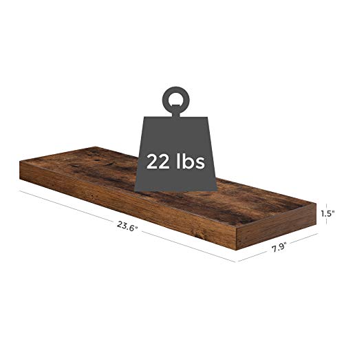 Vasagle Wall Shelf Set Of 2, Vintage Floating Shelf 23.6 Inch, Hanging Shelves Wall Mounted, For Photos, Decorations, Rustic Brown Ulws26Bx-2 #TOP2