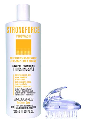 STRONGFORCE Prowash (Strengthening Shampoo) Restorative AntiBreakage Boost Strength & Length | For Overprocessed, Dry, Weak, Damaged Hair or Split-Ends | Vegan | Sulfate Free with 1 Shampoo Brush