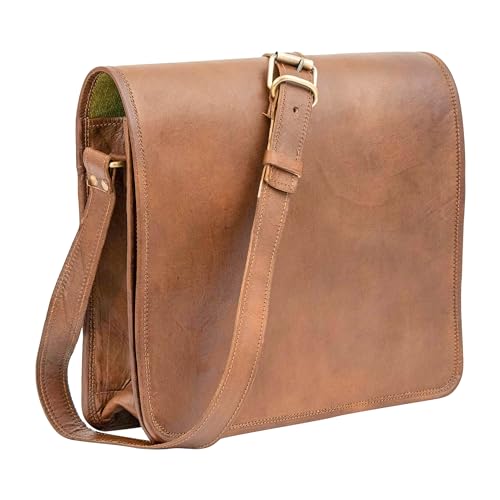 Indian Hando Art 13 inch Leather Messenger bag Briefcase Satchel For Men and Women (13 inches small)2