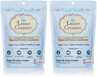 Leaner Creamer Coconut Creamer with Superfood Ingredients – Non-Dairy, Sugar-Free Powdered Coffee Creamer – French Vanilla – 2-Pack Bundle – 280g Each