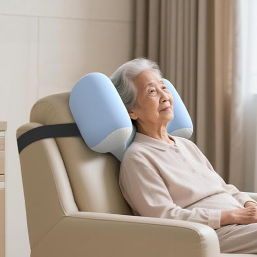 Image of Back Sleep Pillow Premium Head Neck Support Professional Anti Wrinkle Pillow Blue White