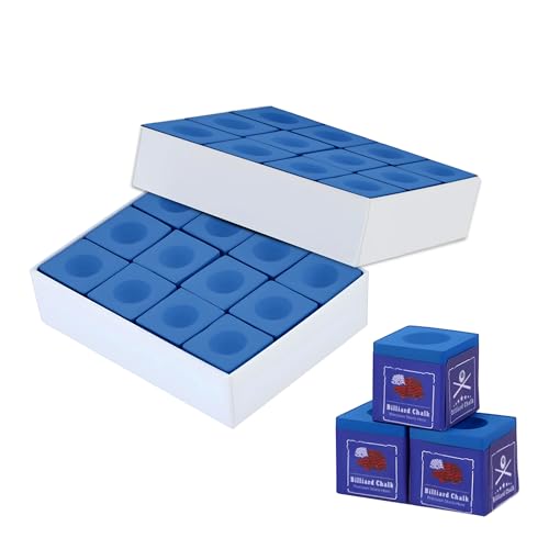 AKLOT Professional Pool Cue Chalk 24 Cubs Billiard Chalk with Storage Box Fine Powder Pool Chalk Cubes 2 Colors Billiard Cue Chalk Suitable for Each Cue Tip Size (Blue)