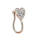 Broche para mujer con purpurina con diamantes de imitación en forma de corazón con clip en forma de nariz con clip no penetrante Practical Treatment