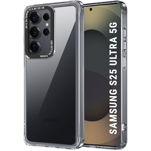 Image of TheGiftKart Hybrid Shockproof Back Cover Case for Samsung Galaxy S25 Ultra 5G | Stylish Camera Border | Electroplated Buttons | Crystal Clear Hard Back Cover Case (TPU & PC, Smoked Bumper)
