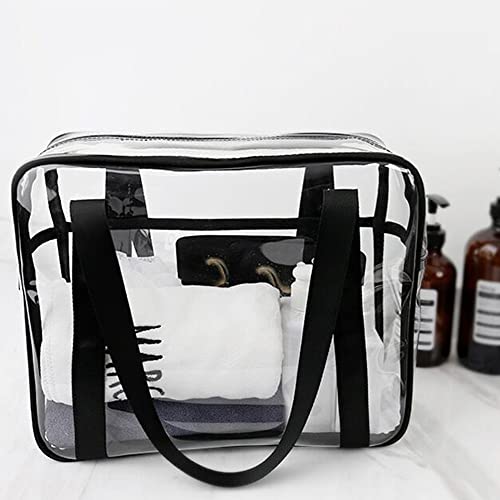 Sxosyo Clear Makeup Bags Large Travel Toiletry Bag For Women Transparent Bag Clear Cosmetic Bags With Handle Bathroom Organizer Bag Pvc Tote Zipper Handbag Beach Bag (Black) #TOP7