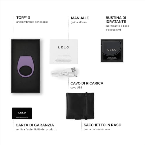 Lelo Tor 3 Anello Vibrante, Connesso Con L'app Con 8 Impostazioni Per Una Sensazione Ottima, Violet Dusk - 2