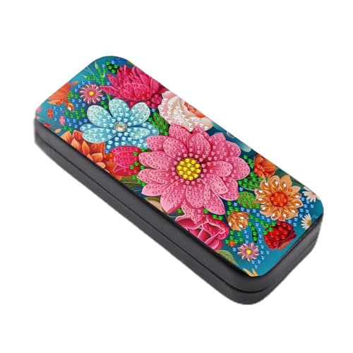 Leatrice Flower Diamond Art Kits for Adults Small Diamond Painting Kits Diamond Dots Gem Art Painting DIY Eyeglasses Case with Special Shaped Rhinestone for Beginner Women
