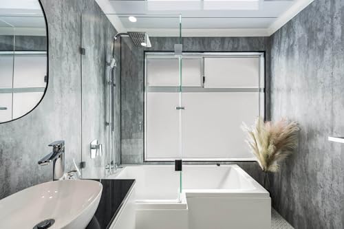 Grey Metallic Shower Wall Panel, 1200mm x 2400mm x 10mm, PVC, Waterproof & Easy to Install Wall Panels