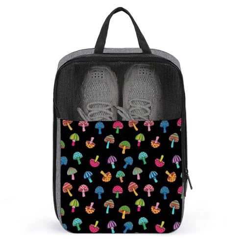 Men's Fashion Shoe Organizer for Travel, Trippy Magic Goth Mushrooms, Durable and Wear-Resistant with Large Capacity Shoe Pouch