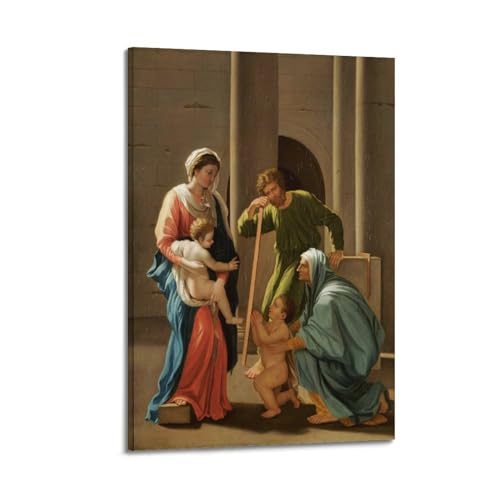 Nicolas Poussin toile Sainte Famille 20x30 cm pour décoration de salon