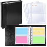 BYSTER 3x5 Index Card Holder, 40 Pack 160 Pockets A5 Binder Index Card Sleeve Pages, Ultra-Clear Protective Sleeves Faux Leather Index Card Binder for Photos, Seed Packets & Note, Side Loading