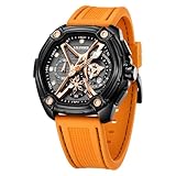 LILUOKE Orologio da uomo di lusso, design con quadrante in acciaio inossidabile o cinturino in gomma, lancette luminose, orologio tattico impermeabile, stile audace, DT-LK9027G-01