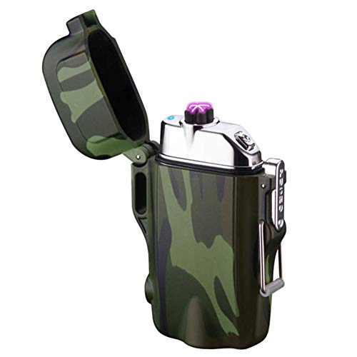 Waterproof Lighter Plasma Arc Lighter Rechargeable USB Lighters Flameless Dual Arc Plasma Lighter with Flashlight for Hiking,Travelling,Camping,Outdoor Survival