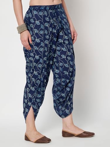 Image of 9rasa Women's Cotton Solid Harem Dhoti Pants for Casual FusionWear Workwear