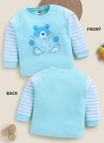 Image of LuvLap Baby Boys Regular Fit 100% Cotton Full Sleeves Boys T-Shirt Set Pack of 4