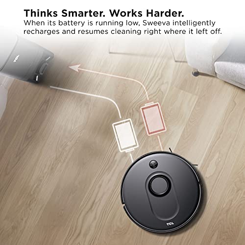 Image of TCL Sweeva 6500 Smart Robot Vacuum with Auto-Empty Dustbin Tower, Empties Itself up to 30 Days, Perfect for Pets and Kids, App & Voice Control, for Hard Floors and Carpets with Auto-Boost (RV6514B)