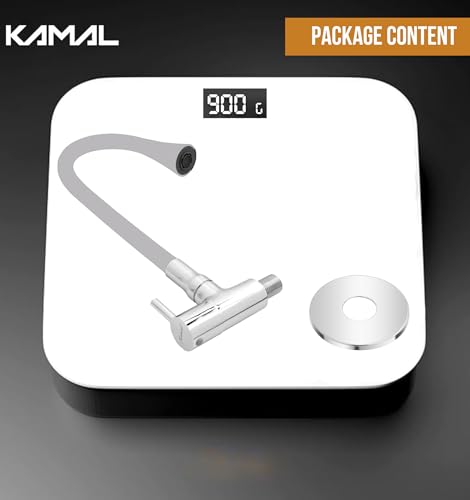 Image of KAMAL Full Brass Sink Tab Cock Flexo Play Grey (Dual Flow Flexible Swivel Spout 360 Degree) Bib Tap Faucet (Wall Mount Installation Type)