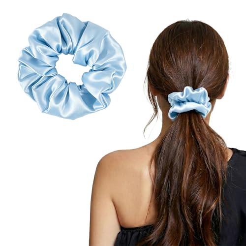 Élastique cheveux soie boîte cadeau chouchou bleu poussière élégant ZLYC