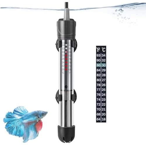 HITOP 50W Adjustable Aquarium Heater, Submersible Fish Tank Heater Thermostat with Suction Cups for 6-15Gal
