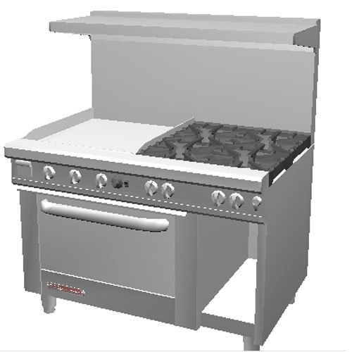Southbend S48DC-2GL Range, 48", (4) Burners (28,000 Btu), with (1) 24" Manual Gr