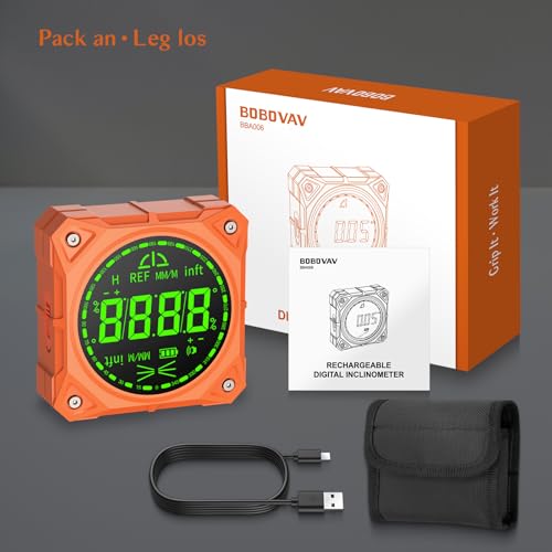 Miniatura 8 de Bobovav Inclinómetro Digital Con Imán Medidor De Ángulos Recargable 0 90 Y 0 180 Con Pantalla Led Y Alarma Para Carpintería E Industria