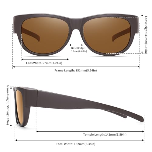 Image of GEGURI Polarized Sunglasses Fit Over Glasses for Men Women, Oversized Square Sun Glasses UV400 Protection Shades