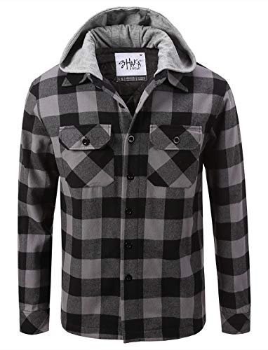 Shaka Wear Men's Plaid Shirts – Flannel Hooded Long Sleeve Casual