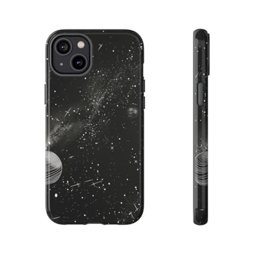 Coque iPhone 14 Plus rigide motif système solaire univers noir