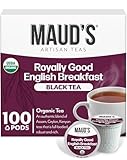 Maud's Organic English Breakfast Black Tea Pods, 100 ct, Recyclable Single Serve Pods – 100% Gourmet Blended Tea Leaves, Compatible with Keurig K Cups Maker