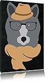 Pixxprint Hipster Wolf, Größe: 100x70cm, Leinwandbild, 