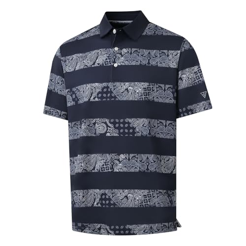 Image of Golf Shirts for Men Dry Fit Short Sleeve Print Performance Moisture Wicking Polo Shirt