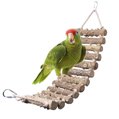 Balanço de escada de pássaro, gaiola de madeira, poleiro de ponte para animais de estimação pequenos