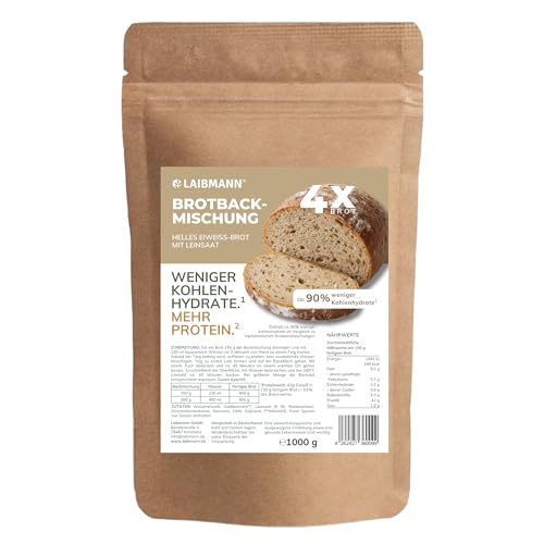Lower Carb Brotbackmischung Hell (1kg) – Nur 3,2g Kohlenhydrate & 42g Protein – Keto Brot Backmischung für Eiweißbrot – Helles Lowcarb Brot ohne Zuckerzusatz – Ideal für Diät & Muskelaufbau
