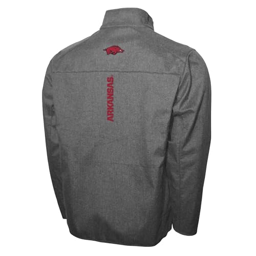 2Bhip NCAA Arkansas Razorbacks Mens Gray Softshell Full Zip Jacket Fall Coat With Pockets & Reflective Print2