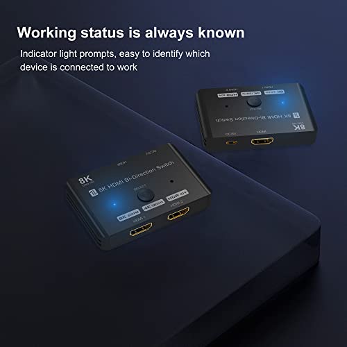 Image of HDMI 2.1 Bi-Directional Switch Ultra HD 8K HDMI Switcher 2 in 1 Out / 1 in 2 Out HDMI Switch Supports 8K@60Hz / 4K@120Hz 48Gbps Compatible with Switch /OLED PS5 /4 Xbox Roku Apple TV Fire TV Stick