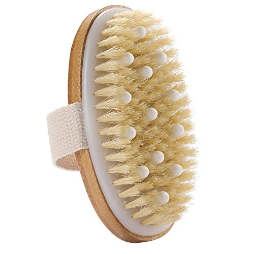 Body Brush, Exfoliating Brush, Bristles And Bristles After The Gasket, Make The Skin Soft,Use 100% Natural Wild Boar Bristle Brush-Body Scrub Brush Wood Massage Brush To Dry And Remove Dead Skin. #TOP5