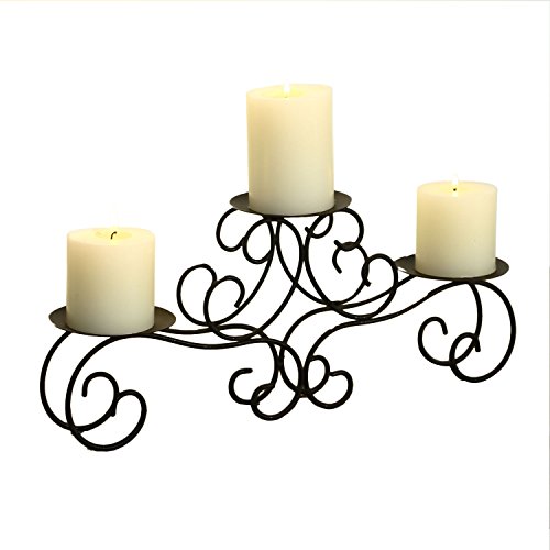 Adeco Hd0022 Candle Holder, Black With Antique Finish, 3 Pillar Candles #TOP5