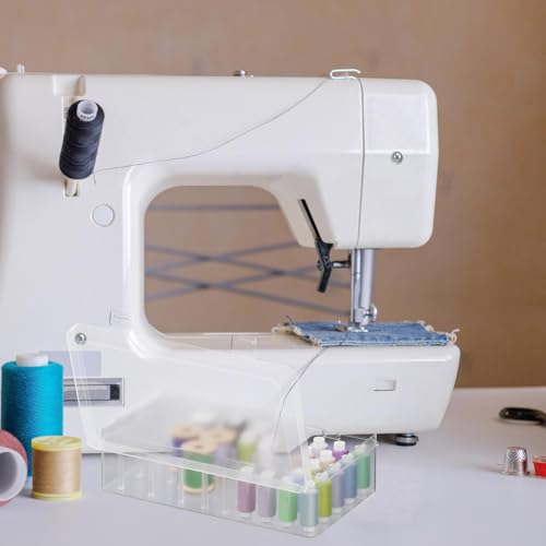 Image of Homakover 42 Spools Sewing Thread Box Storage, Clear Plastic Thread Spools Holder, Embroidery Organizer Bobbins Storage Case, Portable Craft Organizer for Embroidery Quilting and Sewing Threads