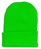 New Solid Winter Long Beanie - Neon Green