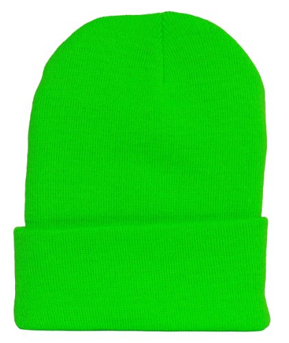 New Solid Winter Long Beanie - Neon Green