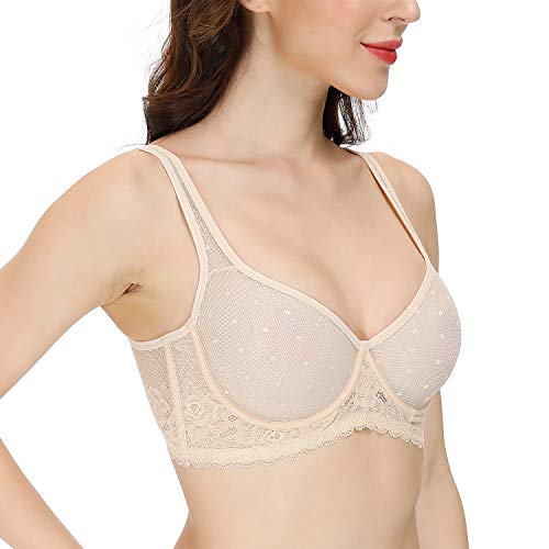 Women's Sheer Mesh Bra Unlined See Through Bralette Minimizer Plus Size Lace Unpadded Bras #TOP3