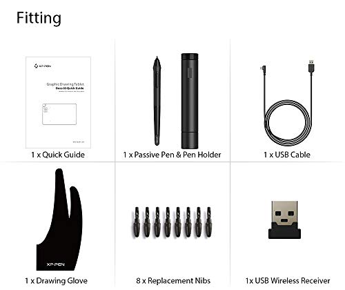 Mesa digitalizadora XP-PEN DECO03 de desenho digital com 8192 estiletes de pressão, atalhos de anel