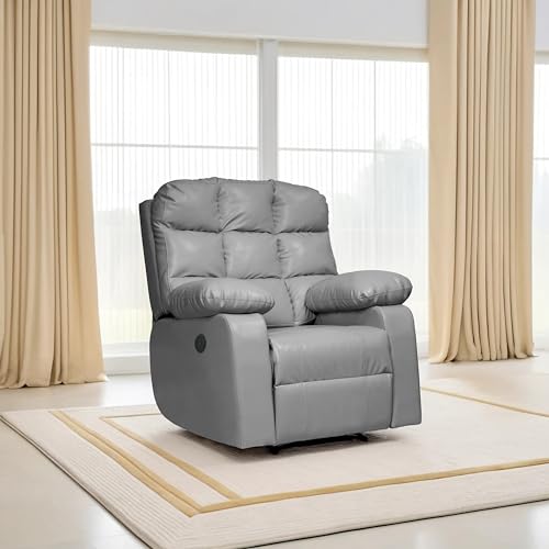 Image of Lumina 1 Seater Motorised Recliner | Single Sofa Chair for Living Room Comfort | Ergonomic Design (Leatherette - Grey)