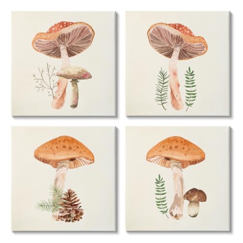Stupell Industries Woodland Mushroom, 17 x 17 Inch Canvas Wall Art Set