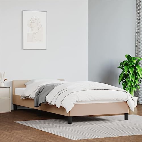 Tidyard Bettgestell mit Kopfteil, Bettrahmen mit Lattenrost, Bett Polsterbett Schlafzimmerbett Einzelbett, Cappuccino-Braun 90x200 cm Kunstleder Tidyard Bettgestell mit Kopfteil, Bettrahmen mit Lattenrost, Bett Polsterbett Schlafzimmerbett Einzelbett, Cappuccino-Braun 90x200 cm Kunstleder