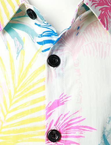 Jogal Boy's Hawaiian Shirt Short Sleeve Floral Button Down Beach Shirt Blue Multicolor 14 #TOP2