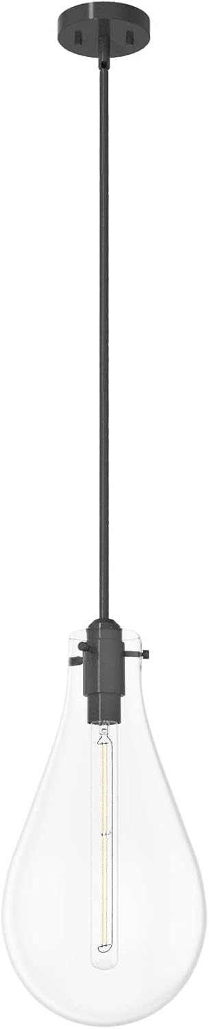 Hunter - Lundin 1-light Noble Bronze, Medium Size Pendant Light, Dimmable, Formal Style, Teardrop Shaped, for Bedrooms, Kitchens, Dining, Living Rooms - 19565