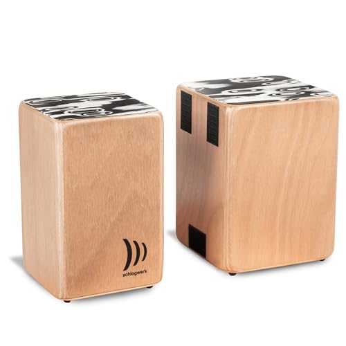 Schlagwerk WBS200 Bongo Set aus Hol7 mit Klettsystem - trennbar - Cajon Bongos mit durchsetzungsstarkem Sound - Made in Germany