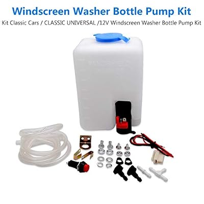 Universal Windscreen Washer Bottle Kit with Pump Hose Jets Wiring Switch For VW Classic Car 12V,Boat and Marine