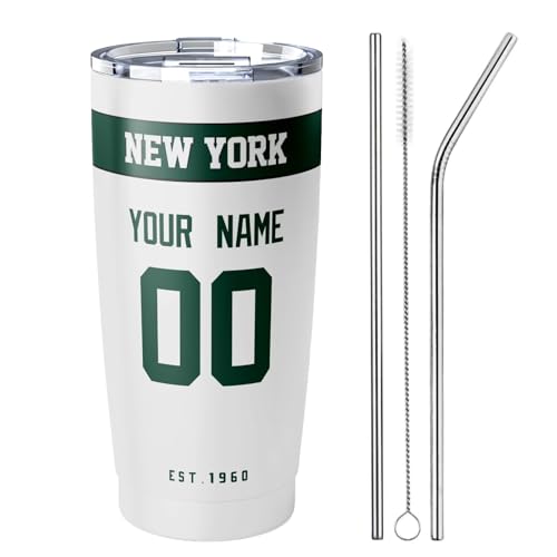 Image of ANTKING New York J Tumbler 20 oz Travel Coffee Cup Custom Name Number for Men Women Boy Gifts